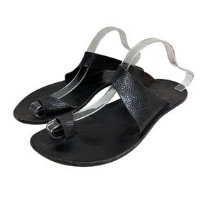 Cydwoq Hillary Leather Thong Sandal Black Shimmer Women's Size 41.5 Handmade USA